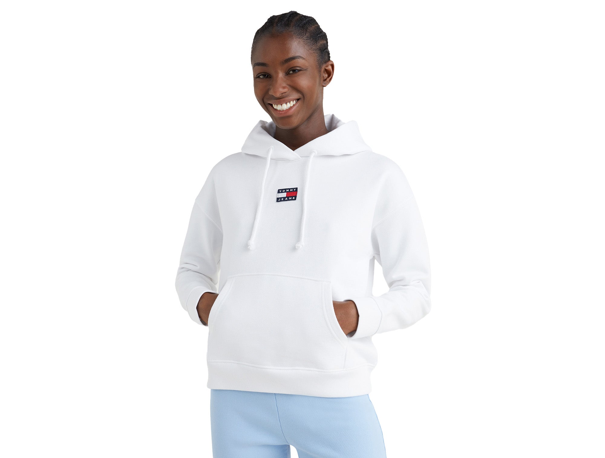 Poleron Cg Tommy Center Badge Hoodi Mujer Blanco