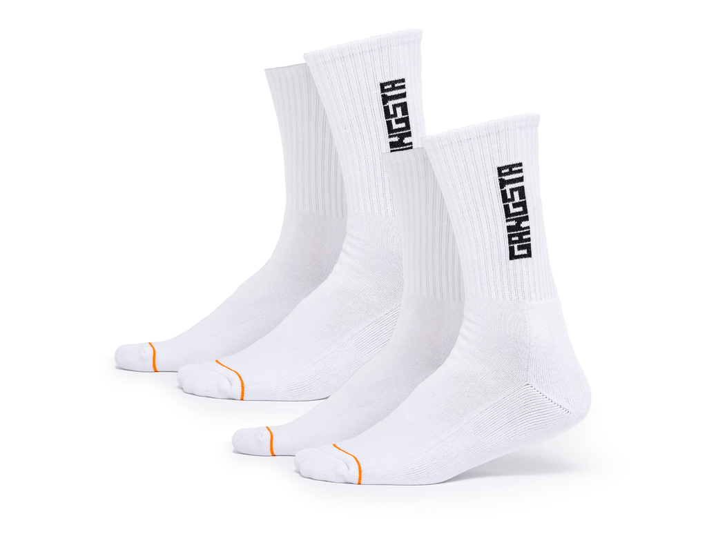 Calcetin Largo Gangsta Mid Brand 2 pack Unisex Blanco