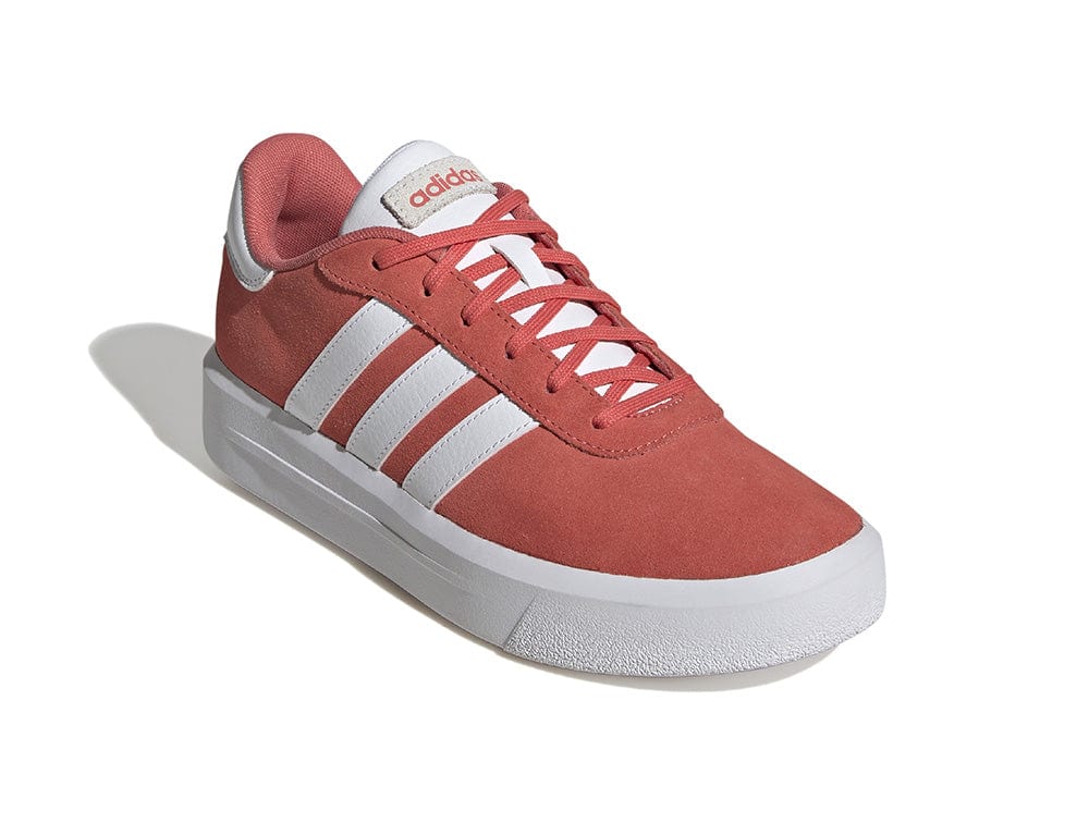 Zapatilla Adidas Court Plataforma Suede Mujer Coral - Blanco
